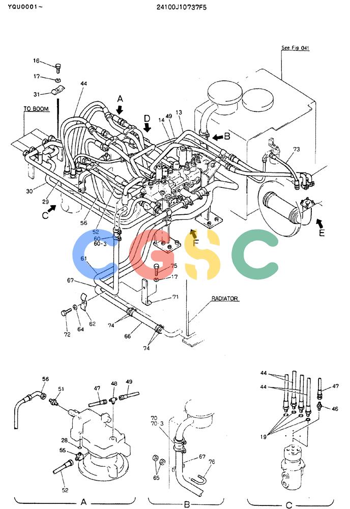 神钢零件查询(MD200BLC) - EXCAVATOR ASN YQU0001 (1/80-12/06) (04-001[01]) - HYDR LINES, UPP Kobelco