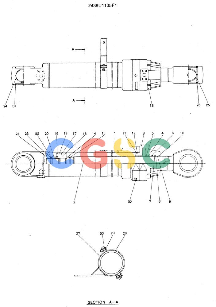 神钢零件查询(MD240C) - EXCAVATOR ASN LLU00601 (1/80-12/06) (15-001) - CYLINDER ASSY (R.H BOOM) Kobelco