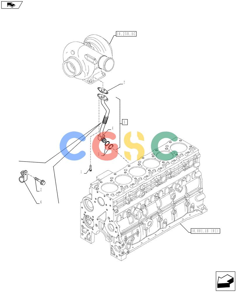 神钢零件查询(F4GE9684G J601) - ENGINE - 504375341 - 84250441 (7/13-) (10.250.AE) - TURBOCHARGER, RETURN LINE Kobelco