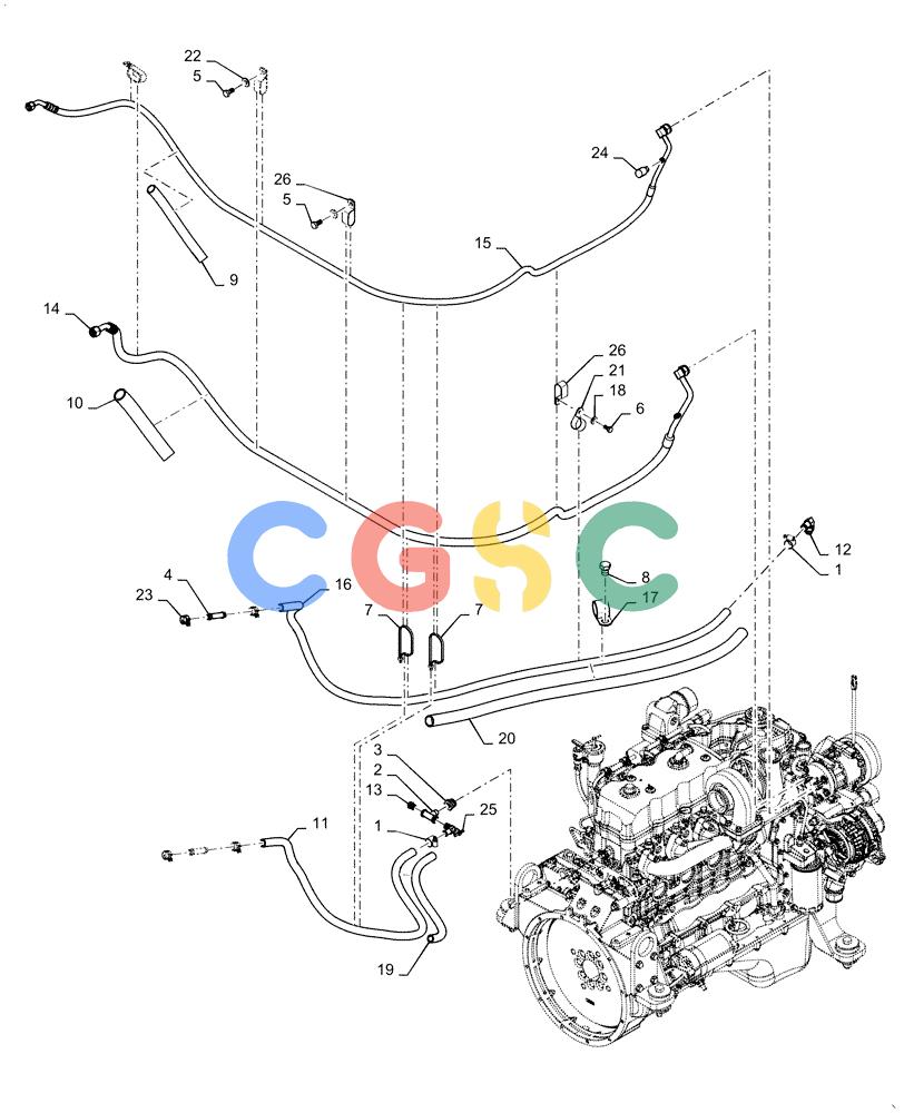 纽荷兰零件查询(D180C XLT) - CRAWLER DOZER - TIER 4A (12/13-) (50.050.AL[01]) - HVAC, HEATER PLUMBING New Holland Constructuion