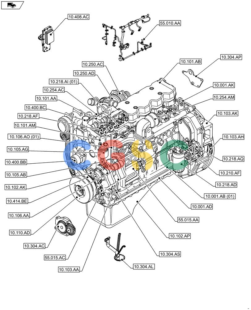 神钢零件查询(F4HFE6138 A002) - ENGINE - 5801448559 - 84312222 (1/10-) (10.000.00) - ENGINE, SECTION INDEX Kobelco