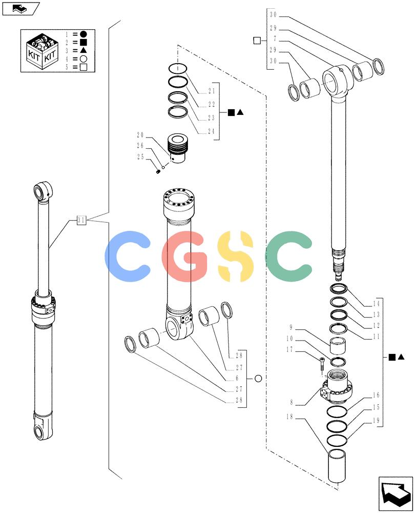 纽荷兰零件查询(E235BSRNLC) - CRAWLER EXCAVATOR ASN YU05-02001 (03-001[03]) - BOOM, CYLINDER, ASSY New Holland Constructuion