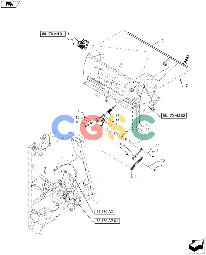 凯斯零件查询(RB565) - CASE IH ROUND BALER (3/14-12/15) (68.170.AH[02]) - DUCKBILL DRIVE MOUNTING PARTS Case Agriculture