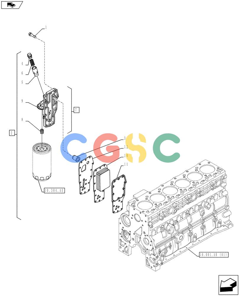神钢零件查询(F4GE9684G J601) - ENGINE - 504375341 - 84250441 (7/13-) (10.408.AC) - ENGINE OIL, HEAT EXCHANGER Kobelco