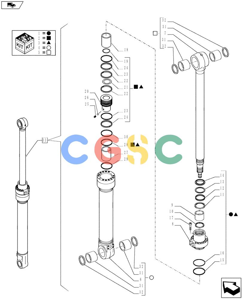 纽荷兰零件查询(E235BSRNLC) - CRAWLER EXCAVATOR ASN YU05-02001 (03-001[04]) - DIPPER, CYLINDER, ASSY New Holland Constructuion