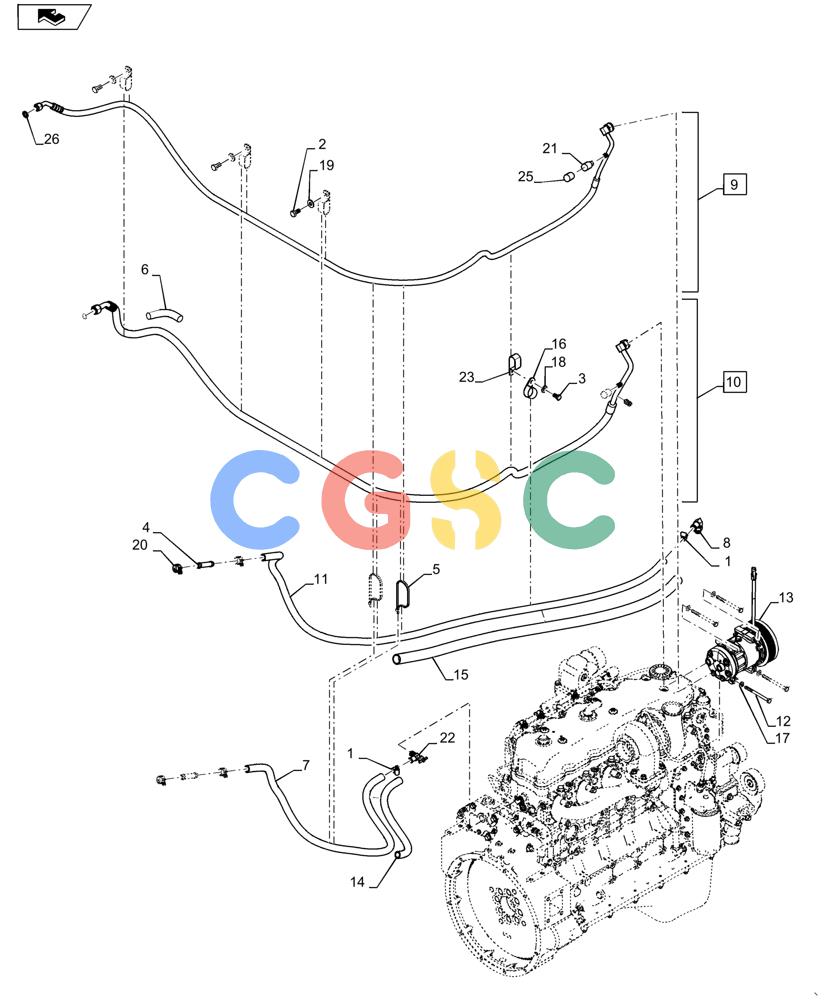 纽荷兰零件查询(D125C WT/LGP) - CRAWLER DOZER - TIER 4A (10/13-) (55.050.AL[02]) - HVAC AND HEATER PLUMBING New Holland Constructuion
