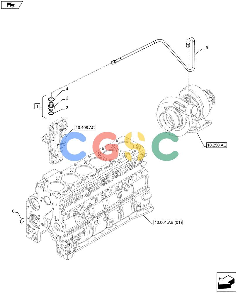 神钢零件查询(F4HFE6138 A002) - ENGINE - 5801448559 - 84312222 (1/10-) (10.250.AD) - TURBOCHARGER LUBE LINE Kobelco