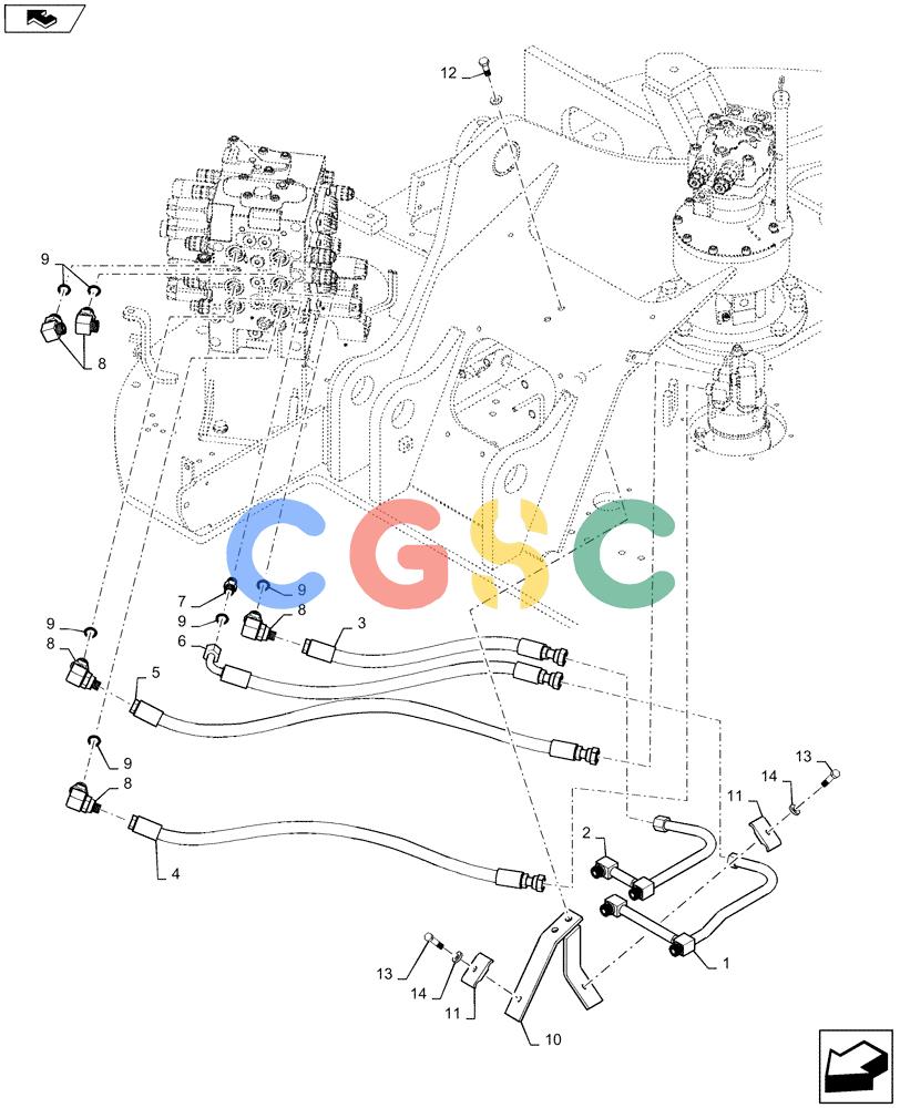 神钢零件查询(ED160 BLADE) - HYDRAULIC EXCAVATOR - ASN LH02-01501 (9/12-12/13) (35.354.AF) - HYD. LINE, UPPER, SWIVEL CONNECTION Kobelco