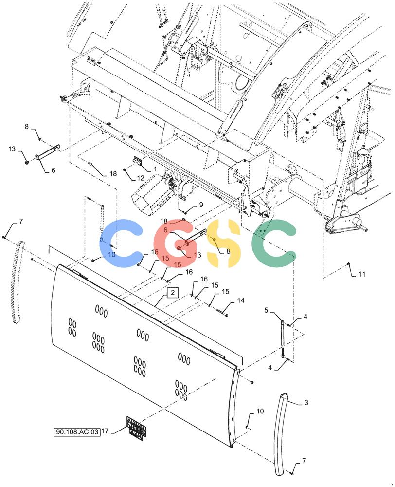 凯斯零件查询(RB565) - CASE IH ROUND BALER (3/14-12/15) (90.105.AN) - FRONT SHIELD Case Agriculture