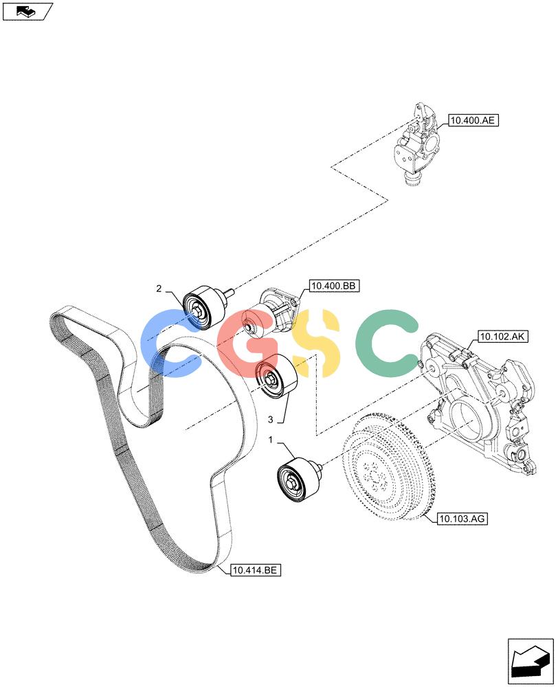 神钢零件查询(F4HFE6138 A002) - ENGINE - 5801448559 - 84312222 (1/10-) (10.414.AE) - BELT TENSIONER, WATER PUMP Kobelco