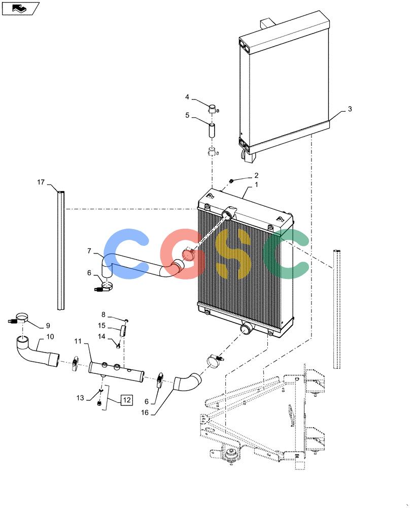 纽荷兰零件查询(D150C XLT) - CRAWLER DOZER - TIER 4A (10/13-) (10.400.BE[06]) - RADIATOR AND OIL COOLER New Holland Constructuion