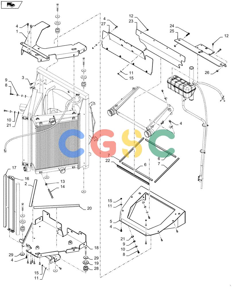纽荷兰零件查询(D150C XLT) - CRAWLER DOZER - TIER 4A (10/13-) (10.400.BF[02]) - RADIATOR FRAME New Holland Constructuion