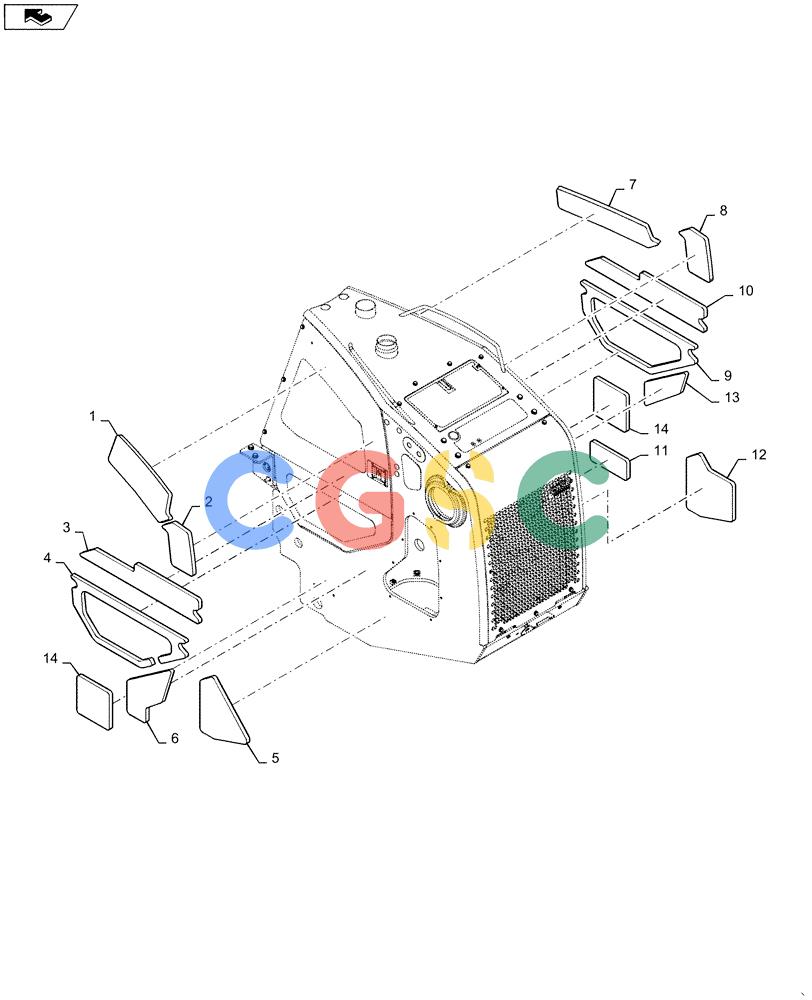 纽荷兰零件查询(D150C XLT) - CRAWLER DOZER - TIER 4A (10/13-) (90.160.CK[02]) - SOUNDPROOFING PANEL - ENGINE New Holland Constructuion