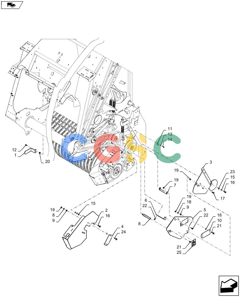 凯斯零件查询(RB565) - CASE IH ROUND BALER (3/14-12/15) (90.105.AS[01]) - VAR - 726861 - 1.5M STANDARD PICKUP SHIELDS Case Agriculture