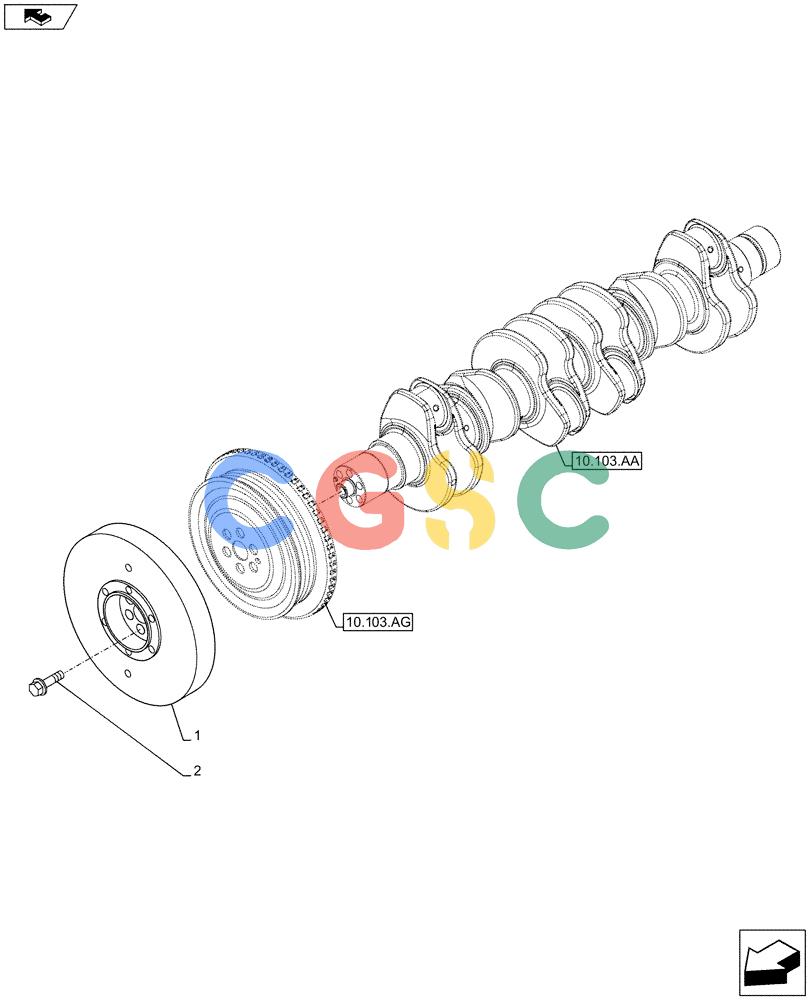 神钢零件查询(F4HFE6138 A002) - ENGINE - 5801448559 - 84312222 (1/10-) (10.110.AD) - CRANKSHAFT, DAMPER Kobelco