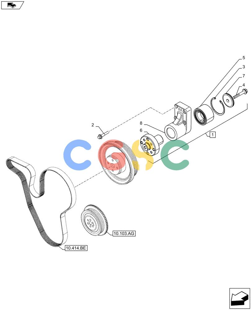 神钢零件查询(F4HFE6138 A002) - ENGINE - 5801448559 - 84312222 (1/10-) (10.414.AC) - FAN, DRIVE Kobelco