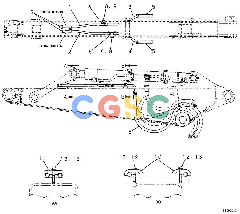 神钢零件查询(NIBBLER) - & BREAKER - SK70SR-1E SHORT RADIUS EXCAVATOR ASN YT02-04001 (4/03-12/04) (06-119[00]) - ARM HYDRAULIC LINES 1.65M (5FT 5IN) (EXTRA), (YT43H00050F1) Kobelco