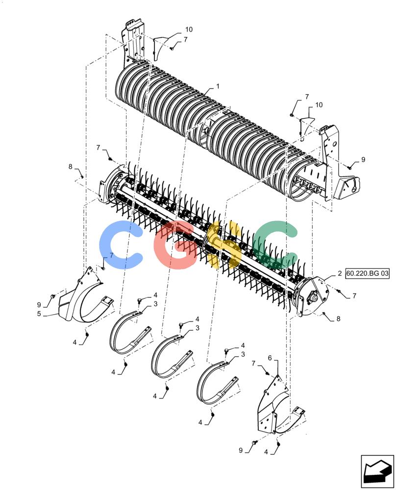 凯斯零件查询(RB565) - CASE IH ROUND BALER (3/14-12/15) (60.220.BD[03]) - VAR - 726861, 726827 - 2M PICKUP ASSEMBLY, 4-BAR Case Agriculture