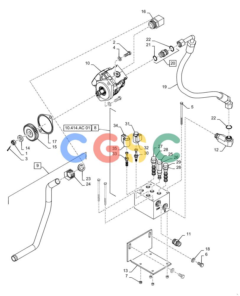 纽荷兰零件查询(D150C XLT) - CRAWLER DOZER - TIER 4A (10/13-) (10.414.AC[03]) - FAN PLUMBING New Holland Constructuion