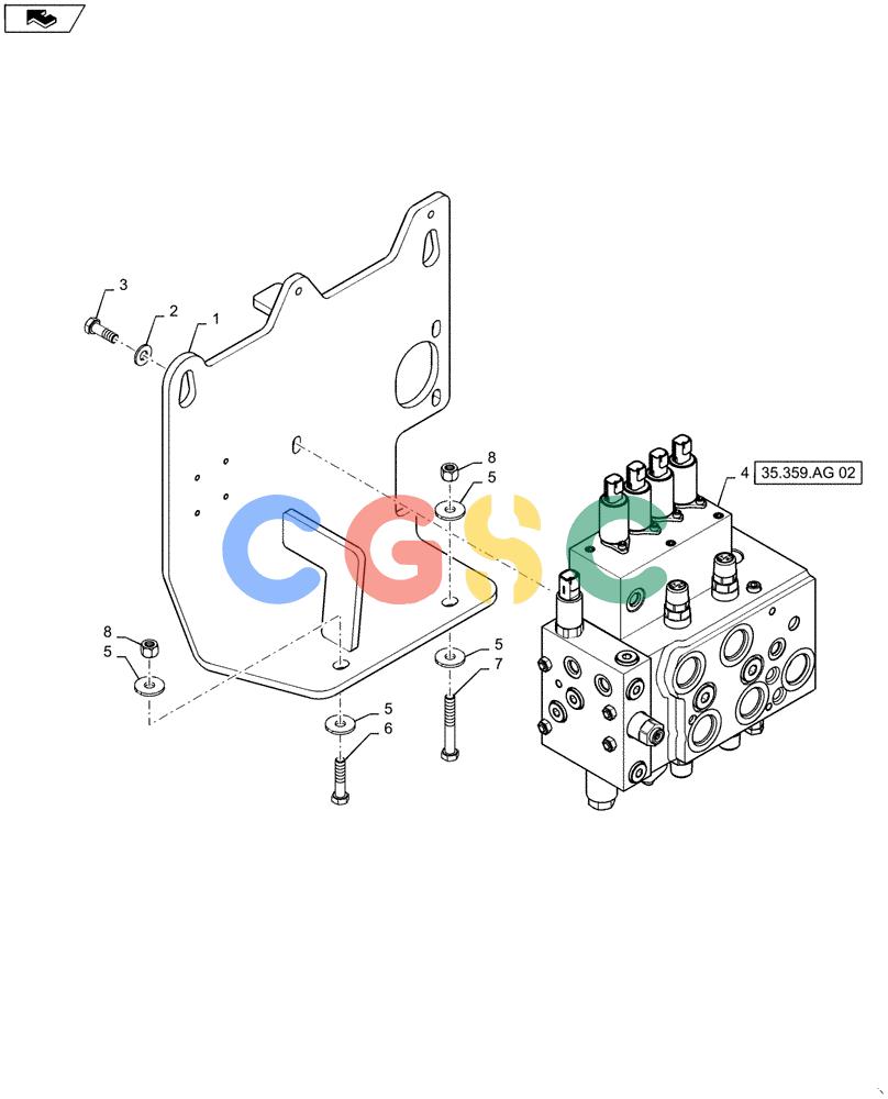 纽荷兰零件查询(D180C XLT) - CRAWLER DOZER - TIER 4A (12/13-) (35.102.AE[05]) - CONTROL VALVE - 2 SP BD New Holland Constructuion