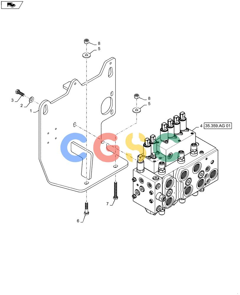 纽荷兰零件查询(D180C XLT) - CRAWLER DOZER - TIER 4A (12/13-) (35.102.AE[06]) - CONTROL VALVE - 3 SP New Holland Constructuion