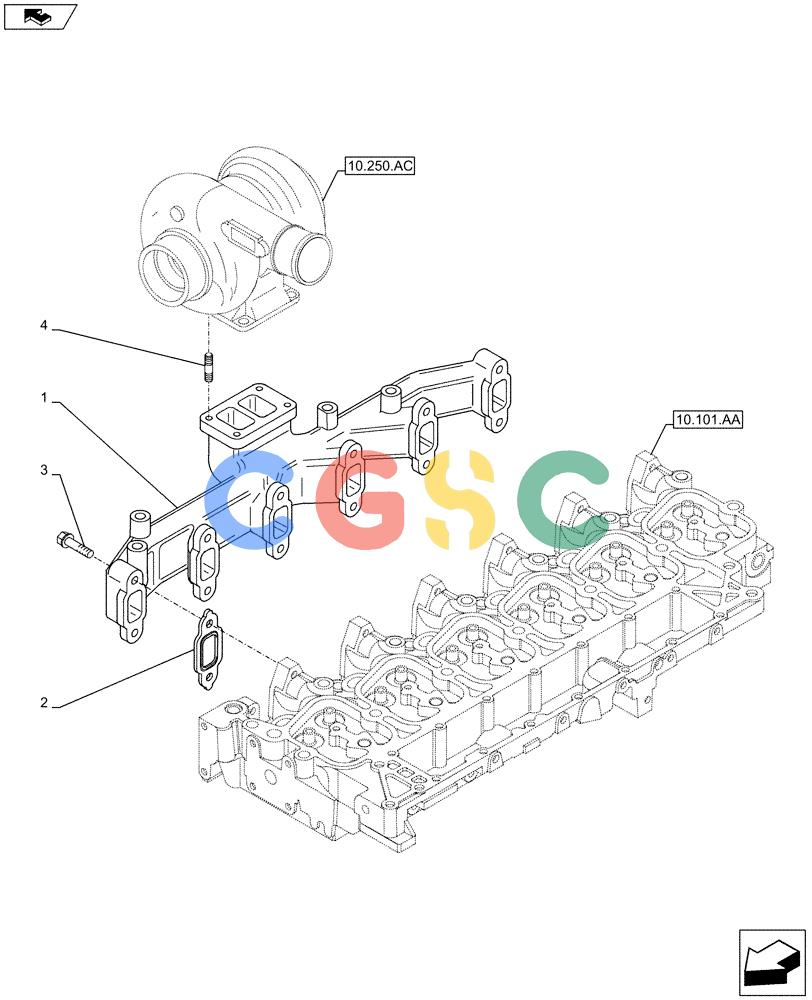 神钢零件查询(F4GE9684G J601) - ENGINE - 504375341 - 84250441 (7/13-) (10.254.AC) - EXHAUST MANIFOLD Kobelco