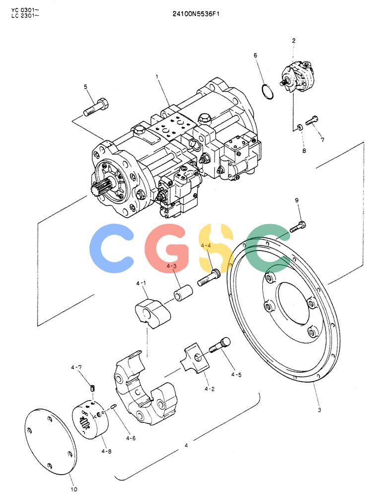 神钢零件查询(K912LC) - MARK II EXCAVATOR ASN YC0301-0737 (1/88-12/03) (05-004) - PUMP ASSY, CONNECT Kobelco