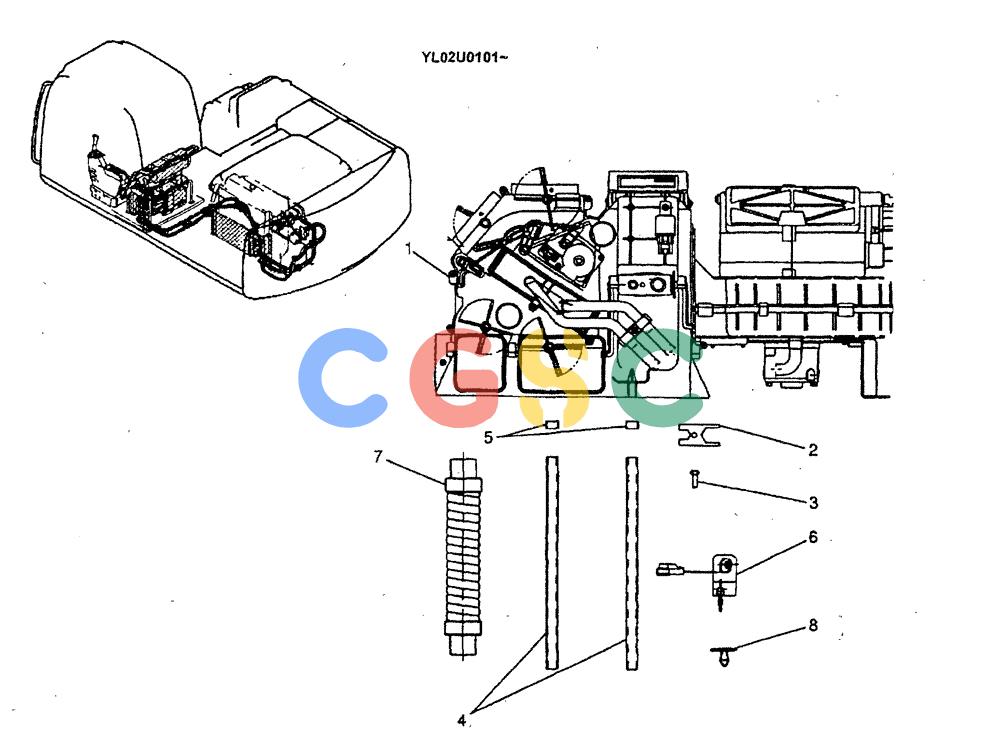 神钢零件查询(ED190LC) - BLADE RUNNER EXCAVATOR/DOZER BTW YL02U0101 - YL03U0135 (1/02-12/06) (01-064) - CONDITIONER ASSY, INSTAL Kobelco