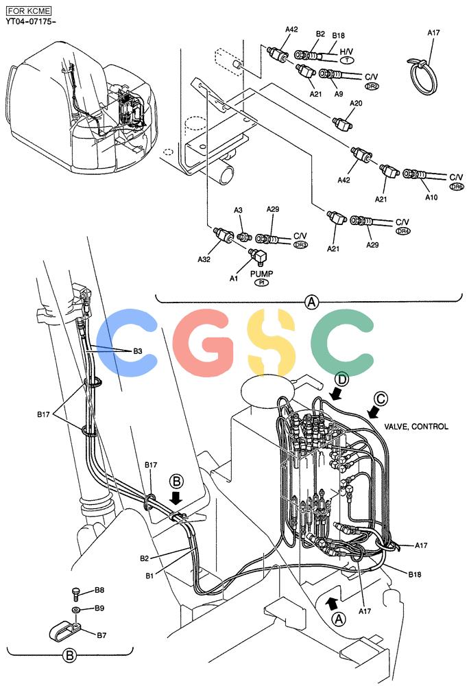 纽荷兰零件查询(E70SR) - MIDI CRAWLER EXCAVATOR ASN YT04-07175 (05-003[01]) - CONTROL LINES, REMOTE (BOOM SAFETY) New Holland Constructuion