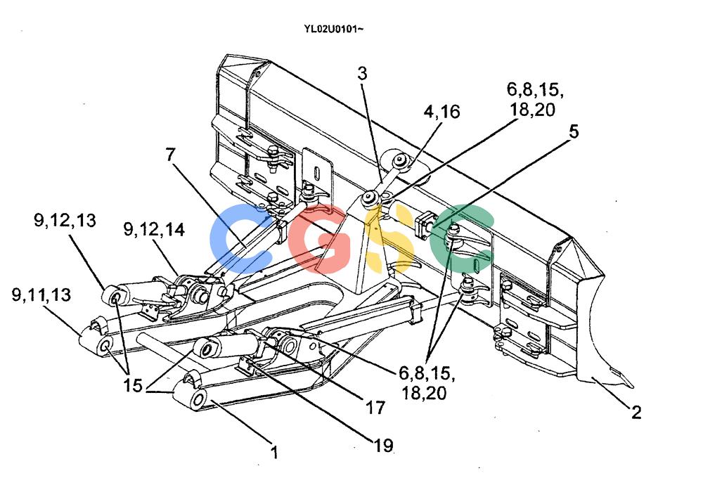神钢零件查询(ED190LC-6E) - BLADE RUNNER EXCAVATOR/DOZER BTW YL03U0136 - YL03U0292 (1/05-12/06) (03-021) - DOZER ASSEMBLY (BEFORE S/N YL03U0154) Kobelco
