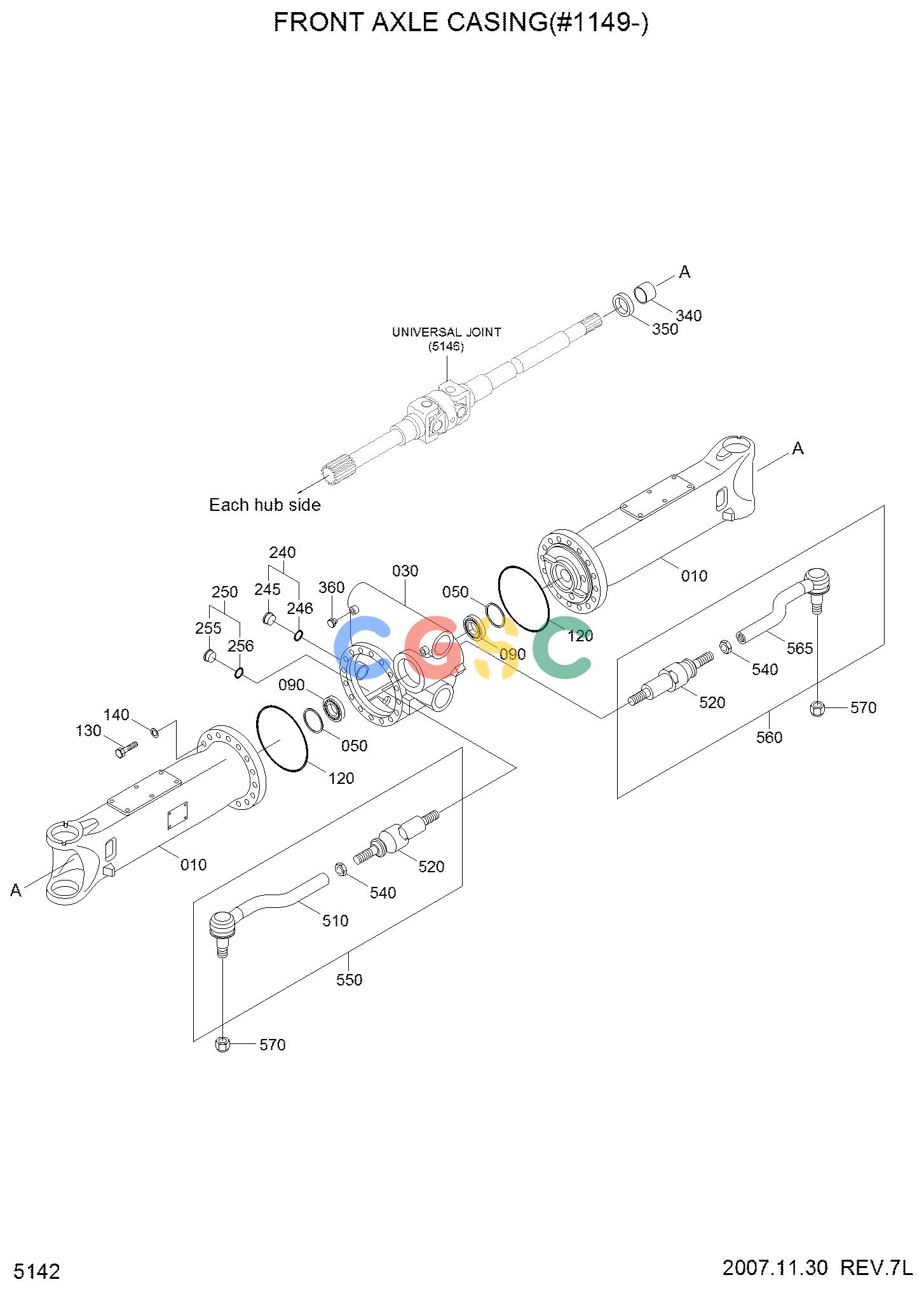 现代零件查询R200W-7 FRONT AXLE CASING(#1149-)EPC Hyundai 