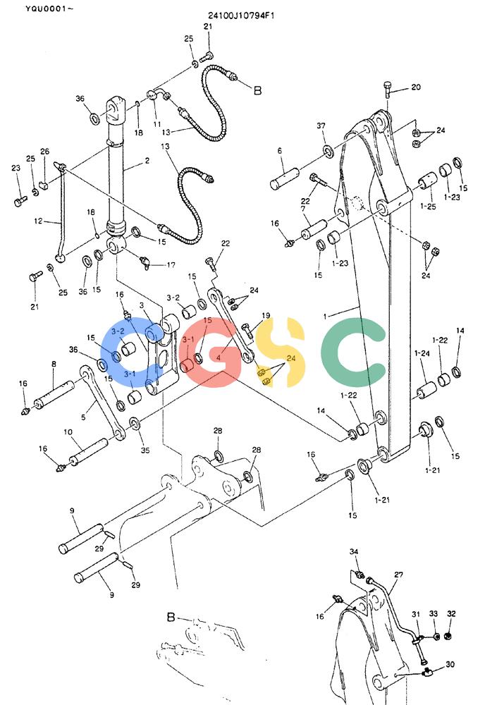 神钢零件查询(MD200BLC) - EXCAVATOR ASN YQU0001 (1/80-12/06) (07-002) - ARM ASSY, 2.94M Kobelco