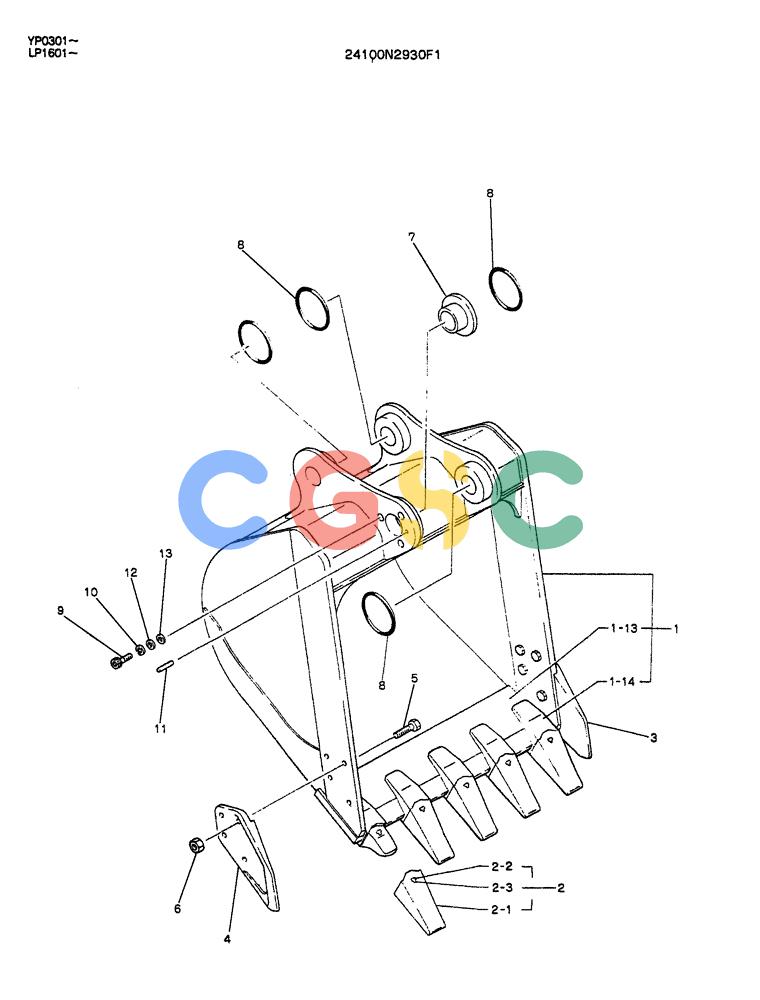 神钢零件查询(K905ALC) - EXCAVATOR ASN YP0301 (1/86-12/03) (07-003) - BUCKET ASSY, 0.45M³ Kobelco