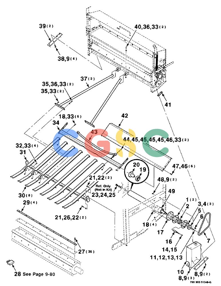 凯斯零件查询(8465T) - CASE IH ROUND BALER W/TRACTOR HYDRAULICS (1/91-12/97) (9-50) - MESH WRAP KIT, SHIELDS AND SLIDE ASSEMBLIES, SERIAL NUMBER CFH0073272 AND LATER Case Agriculture