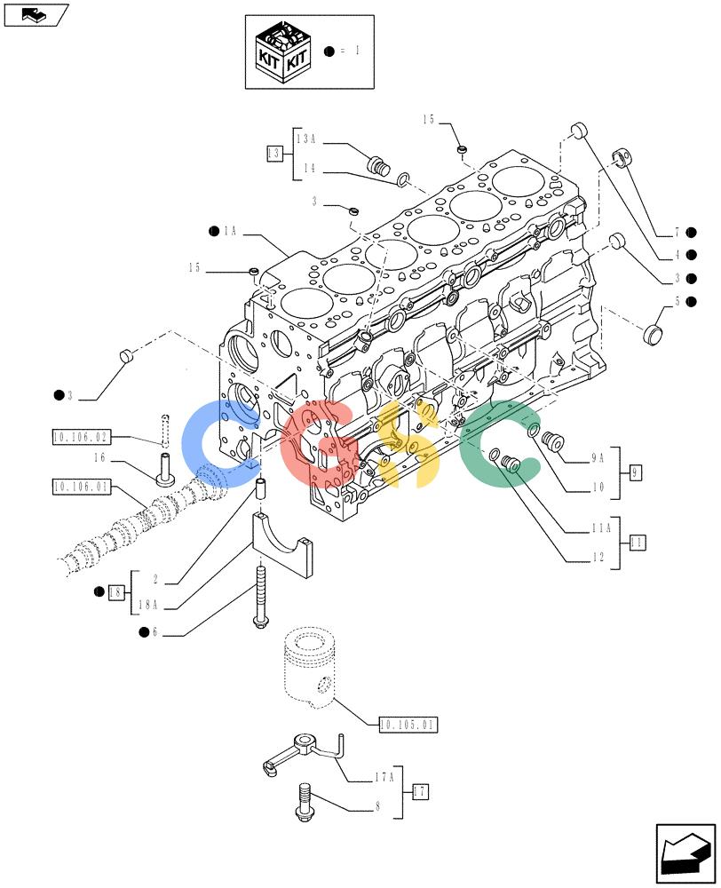 神钢零件查询(F4GE9684F J602) - ENGINE - 504375333 - 84250815 (1/13-) (10.001.02) - CRANKCASE (2852304) Kobelco
