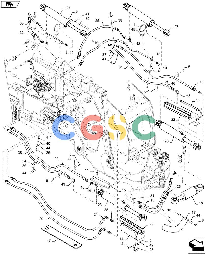 纽荷兰零件查询(D180C XLT) - CRAWLER DOZER - TIER 4A (12/13-) (35.741.AJ [01]) - LIFT CYLINDER (PAT) LT New Holland Constructuion
