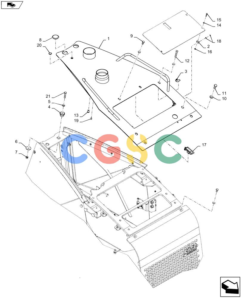 纽荷兰零件查询(D180C XLT) - CRAWLER DOZER - TIER 4A (12/13-) (90.100.AU[01]) - TOP COVER, HOOD New Holland Constructuion