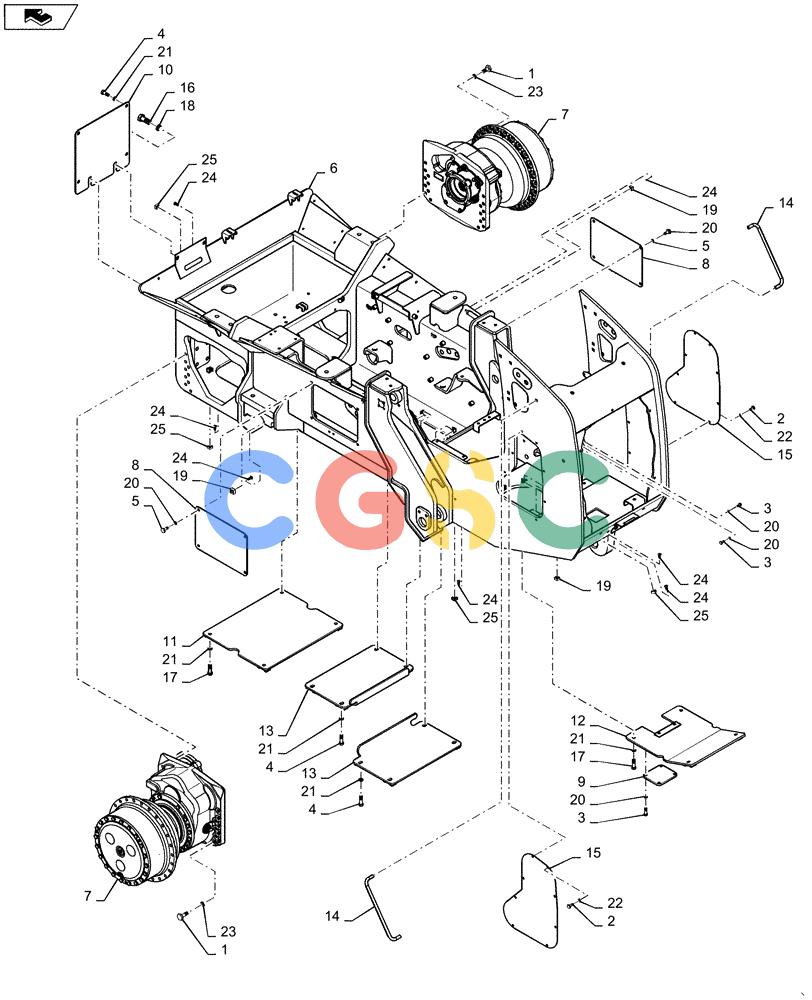 纽荷兰零件查询(D150C XLT) - CRAWLER DOZER - TIER 4A (10/13-) (39.100.AB[03]) - MAIN FRAME, PAT, NARROW New Holland Constructuion