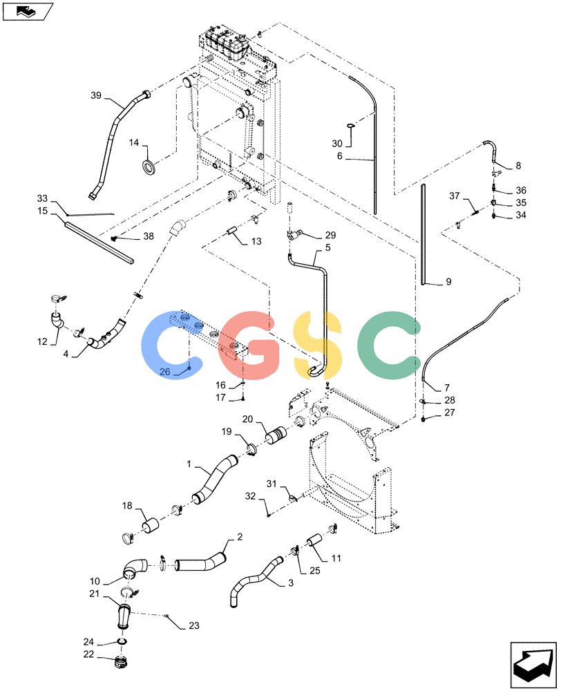 纽荷兰零件查询(D125C WT/LGP) - CRAWLER DOZER - TIER 4A (10/13-) (10.400.BF[02]) - RADIATOR & COOLER, HOSE ASSY. New Holland Constructuion