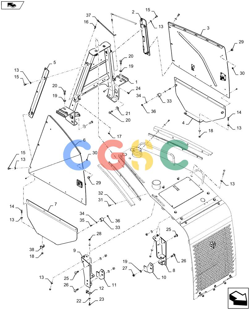 纽荷兰零件查询(D180C XLT) - CRAWLER DOZER - TIER 4A (12/13-) (90.100.AU[03]) - SIDE PANELS, HOOD New Holland Constructuion
