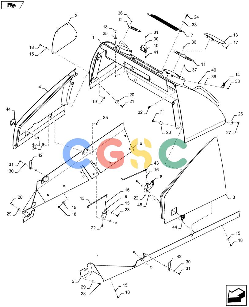 纽荷兰零件查询(D180C XLT) - CRAWLER DOZER - TIER 4A (12/13-) (90.105.CL[01]) - COVER, CAB New Holland Constructuion
