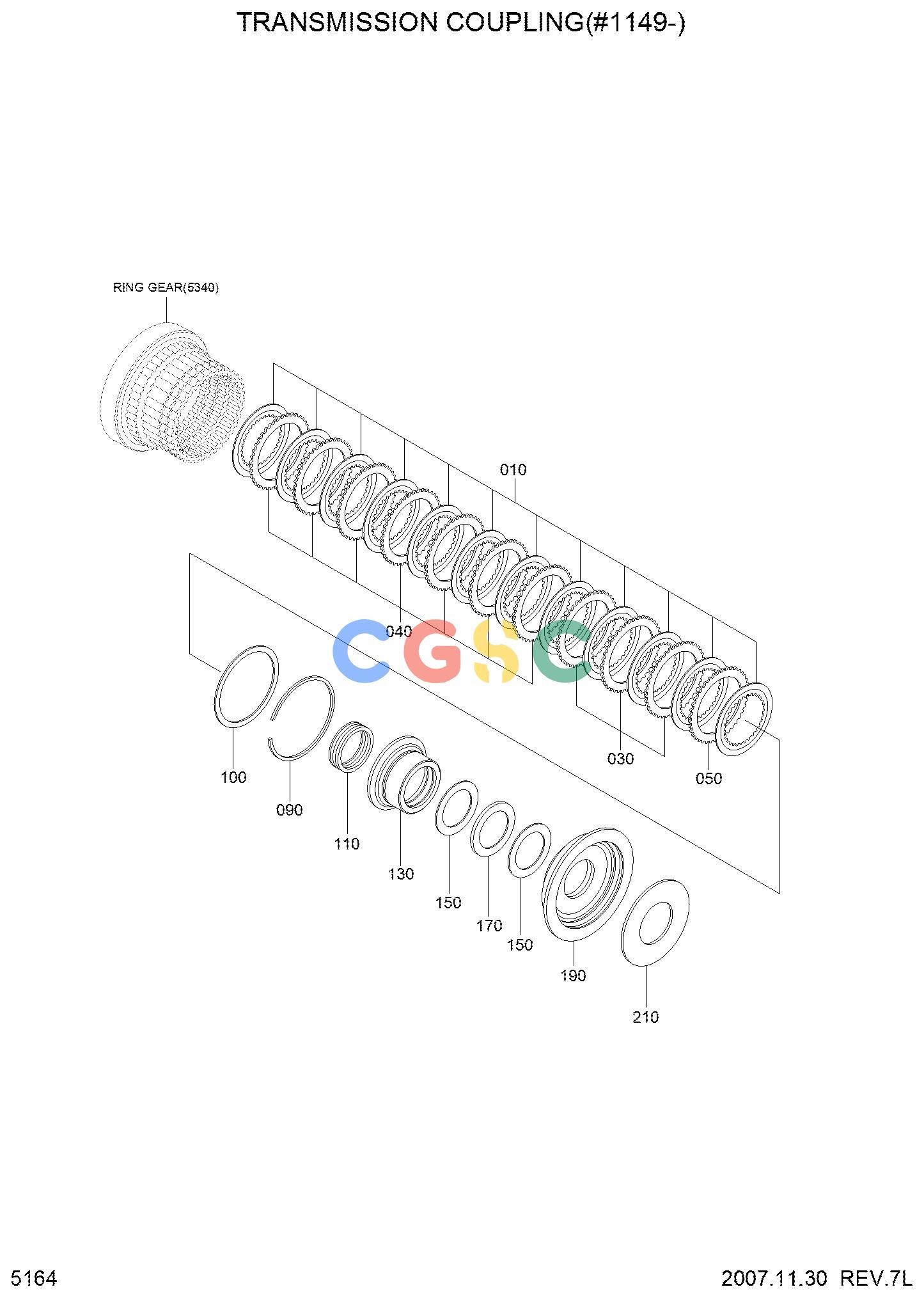 现代零件查询R200W-7 TRANSMISSION COUPLING(#1149-)EPC Hyundai 