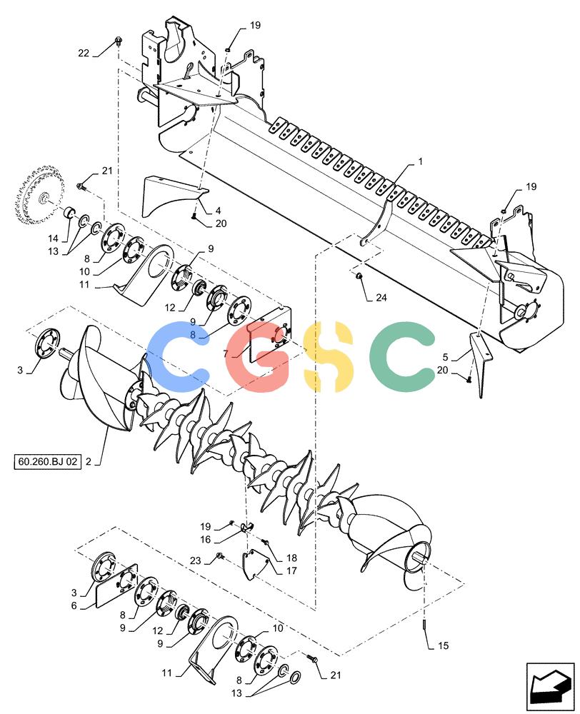 凯斯零件查询(RB565) - CASE IH ROUND BALER (3/14-12/15) (60.260.BJ[01]) - VAR - 726827, 726828 - OVERSHOT FEEDER, ASSEMBLY Case Agriculture