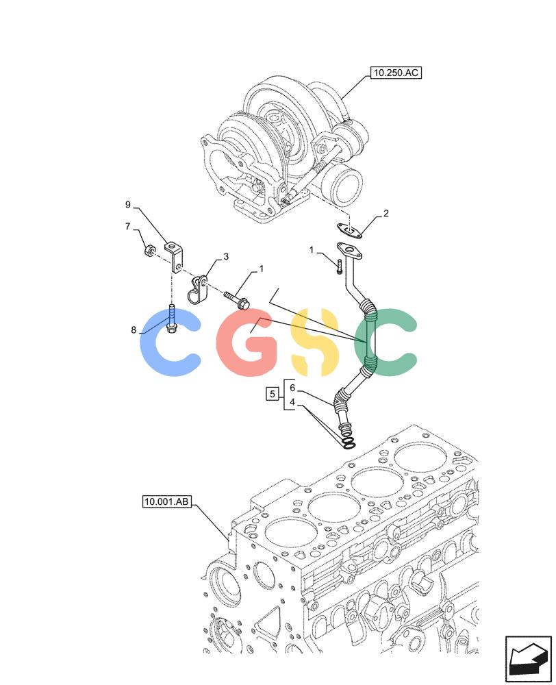 神钢零件查询(F4HFE413P A001) - ENGINE - 5801655811 - 47426272 (11/13-) (10.250.AE) - TURBOCHARGER, RETURN LINE Kobelco