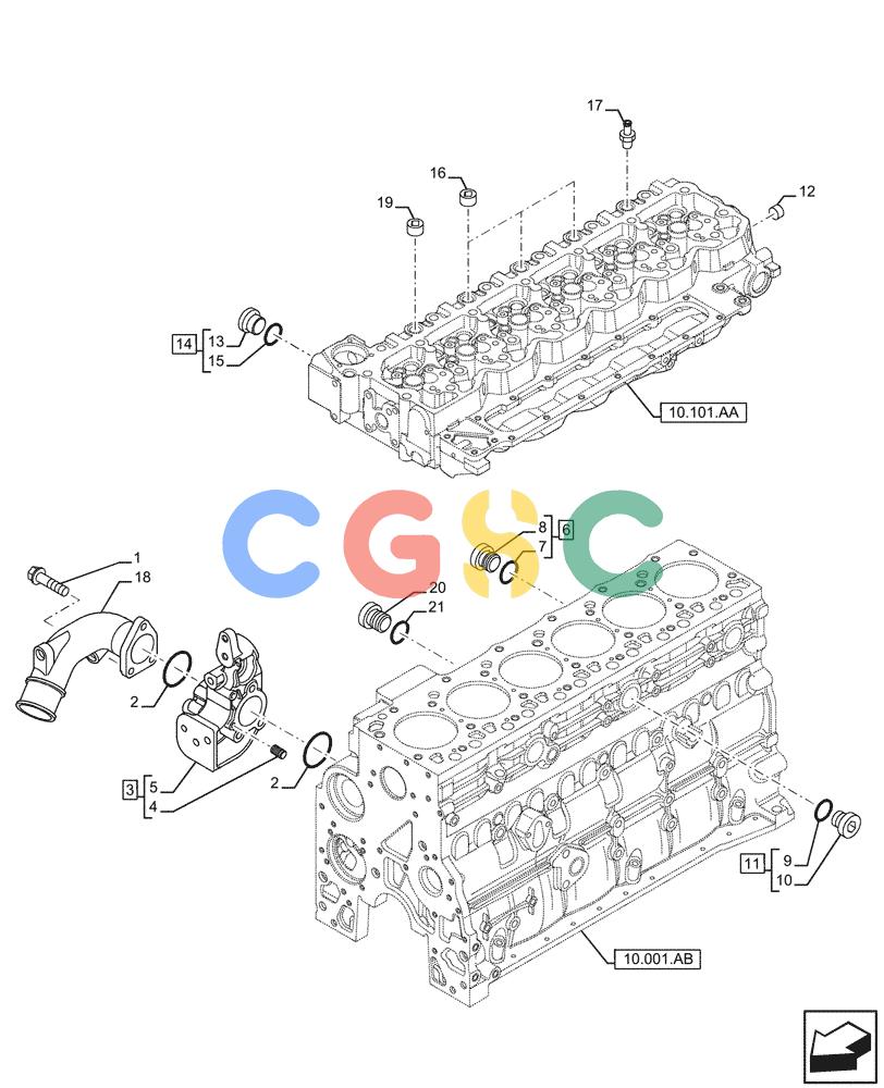 神钢零件查询(F4HFE613F B004) - ENGINE - 5801743984 - 47524029 (7/14-) (10.400.AE) - ENGINE, COOLING SYSTEM LINE Kobelco