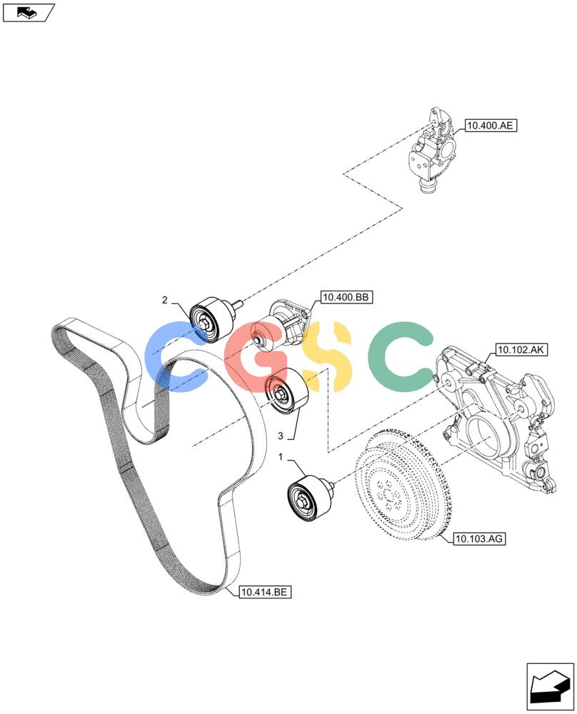神钢零件查询(F4HFE613F B002) - ENGINE - 5801743987 - 47424030 (7/14-) (10.414.AE) - BELT TENSIONER, WATER PUMP Kobelco