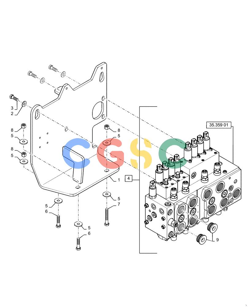 纽荷兰零件查询(D150C XLT) - CRAWLER DOZER - TIER 4A (10/13-) (35.102.AE [02]) - CONTROL VALVE ASSY, 3 SP W/PLUGS New Holland Constructuion