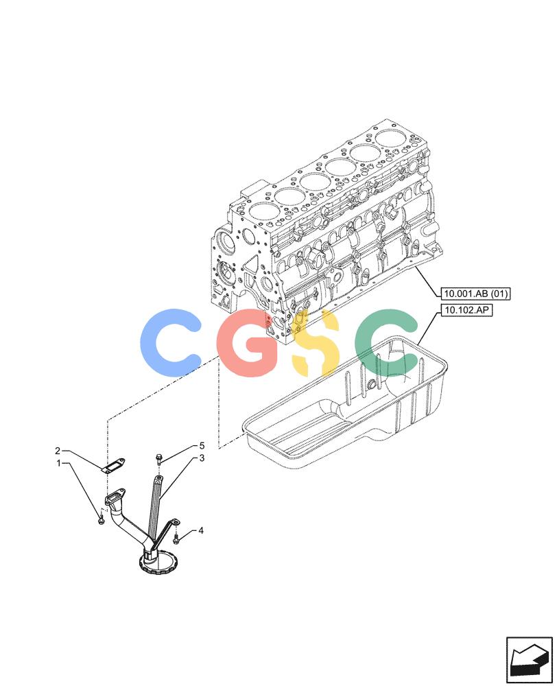 神钢零件查询(F4HFE613F B004) - ENGINE - 5801743984 - 47524029 (7/14-) (10.304.AL) - SUCTION PIPE, ENGINE OIL Kobelco