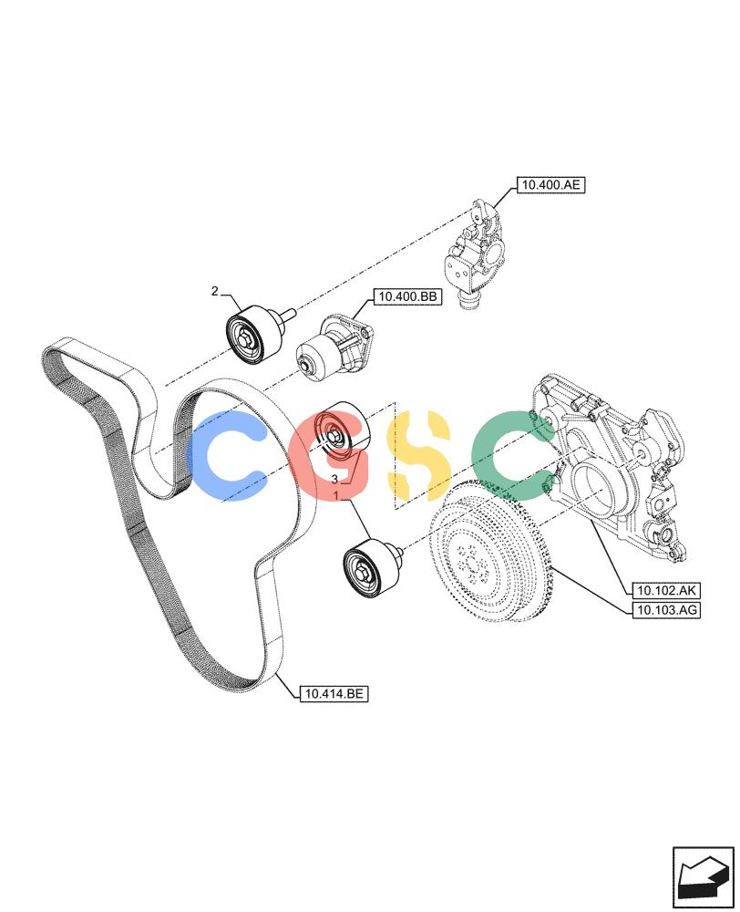 神钢零件查询(F4HFE613F B004) - ENGINE - 5801743984 - 47524029 (7/14-) (10.414.AE) - BELT TENSIONER, WATER PUMP Kobelco