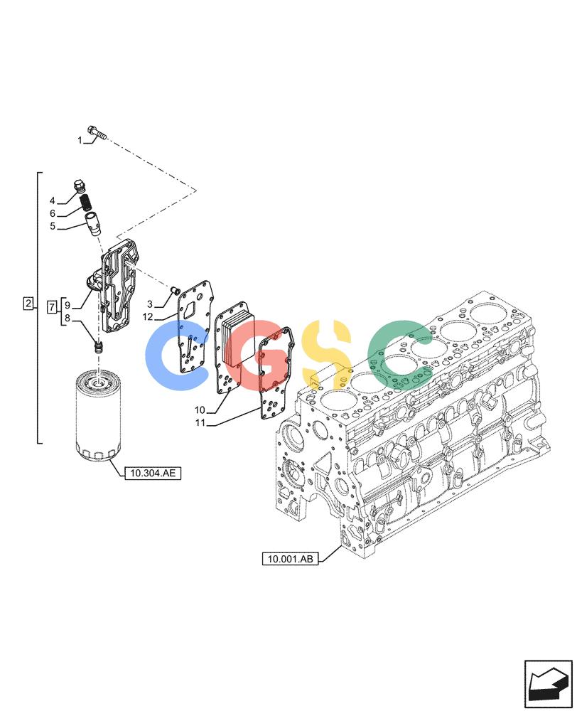 神钢零件查询(F4HFE613F B004) - ENGINE - 5801743984 - 47524029 (7/14-) (10.408.AO) - ENGINE OIL, COOLER Kobelco